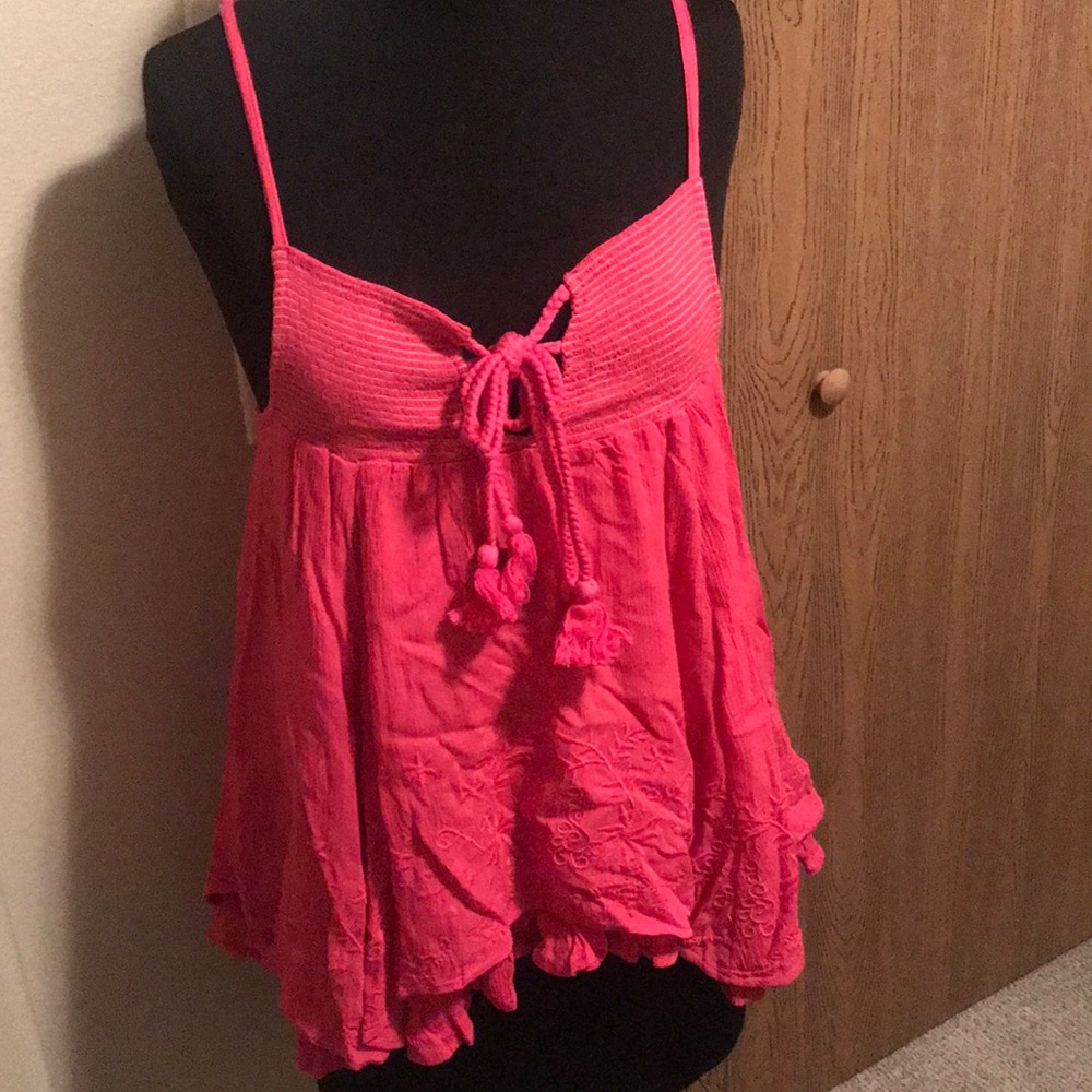 Sz M Frilly Gauzy Beach Top